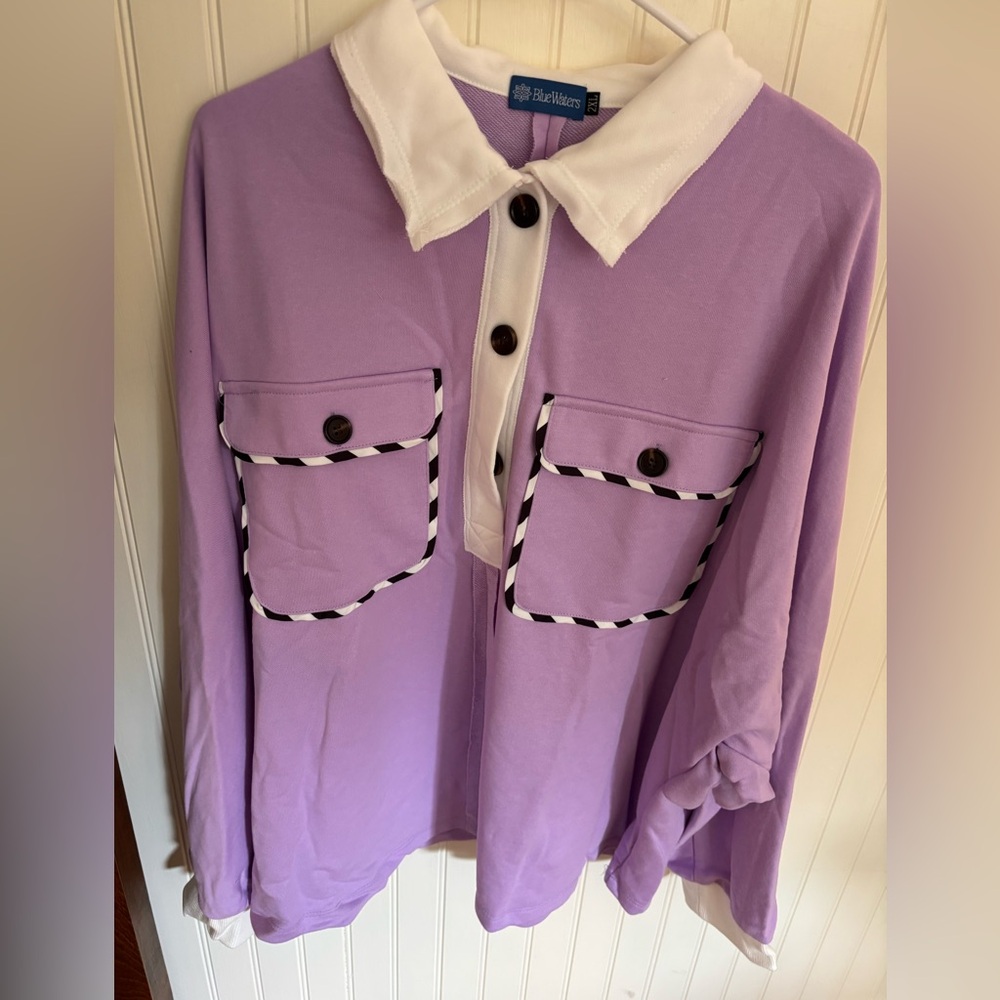 New in Package Purple Long Sleeve Shirt with White Collar